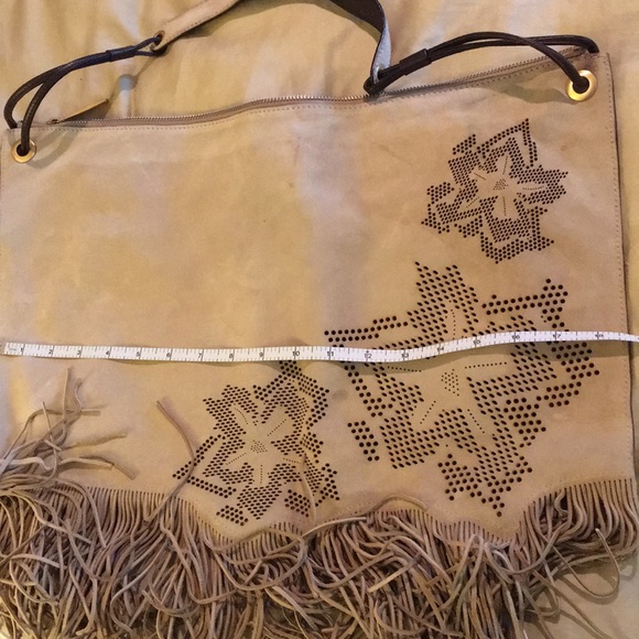 As is St John suede fringe floral bag - Picture 6 of 8